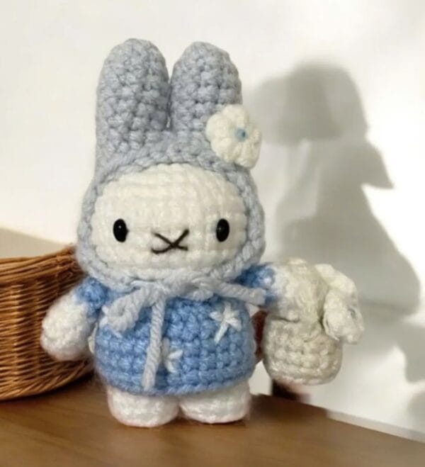 Handmade Crochet Miffy Bunny Lifestyle Keychain Bag With Charm, Handmade crochet Keychain, Keychain crochet, Easter day, Gift For Her - Image 2