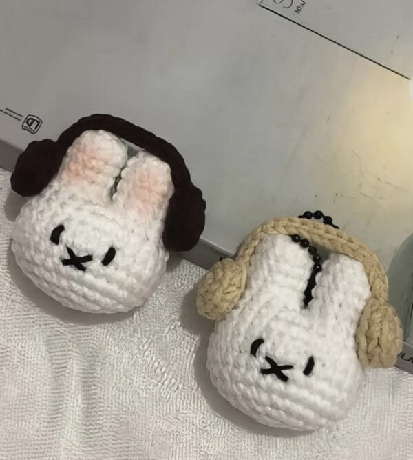 Miffy, Cat Head Handmade Crochet Lifestyle Keychain Bag With Charm, Keychain crochet, Easter day, Gift For Her, Handmade crochet Keychain - Image 2