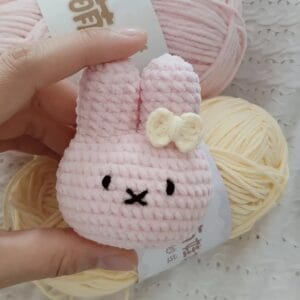 Miffy, Cat Head Handmade Crochet Lifestyle Keychain Bag With Charm, Keychain crochet, Easter day, Gift For Her, Handmade crochet Keychain