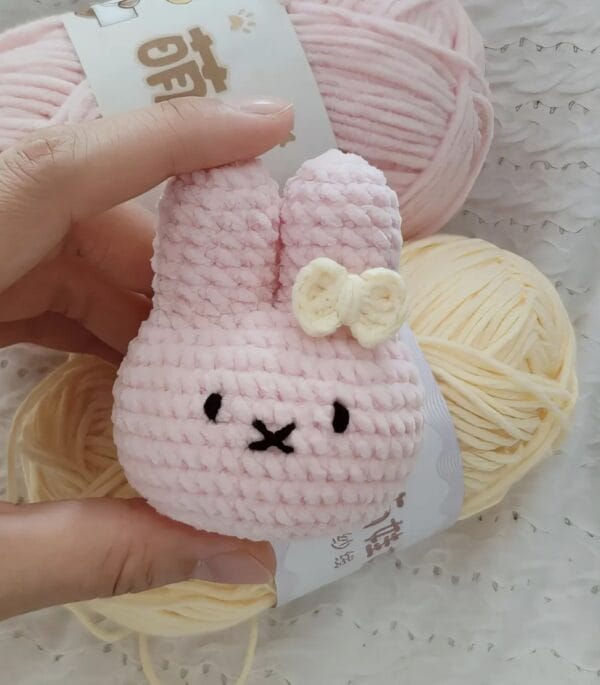Miffy, Cat Head Handmade Crochet Lifestyle Keychain Bag With Charm, Keychain crochet, Easter day, Gift For Her, Handmade crochet Keychain