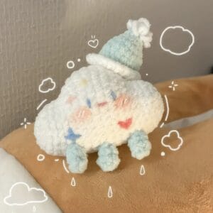 Cloud Plush Keychain – Soft Crochet Kawaii Bag Charm