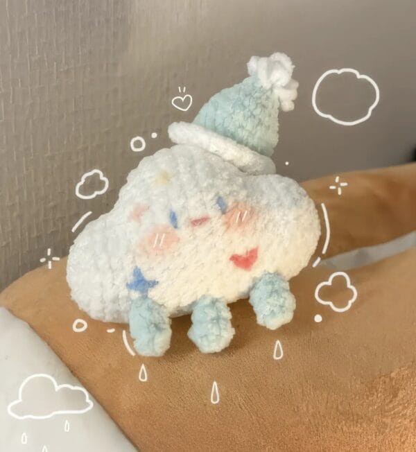 Cloud Plush Keychain – Soft Crochet Kawaii Bag Charm