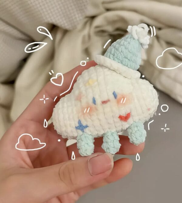 Cloud Plush Keychain – Soft Crochet Kawaii Bag Charm - Image 2