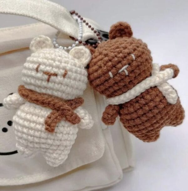 Crochet Cute Bear Keychain, Crochet Teddy Bear Keychain, Gifts Mother Day, Handmade Mini Crochet Amigurumi Bear Keychain, Crochet Keychain - Image 2