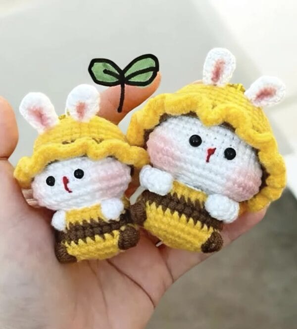 Handmade Crochet Bunny Miffy Lifestyle Keychain Bag With Charm, Handmade crochet Keychain, Bunny Crochet Keychain, Easter day, Cute Keychain - Image 2