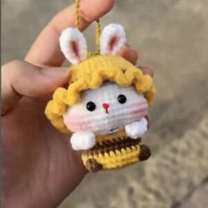 Handmade Crochet Bunny Miffy Lifestyle Keychain Bag With Charm, Handmade crochet Keychain, Bunny Crochet Keychain, Easter day, Cute Keychain
