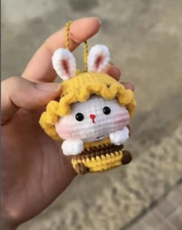 Handmade Crochet Bunny Miffy Lifestyle Keychain Bag With Charm, Handmade crochet Keychain, Bunny Crochet Keychain, Easter day, Cute Keychain