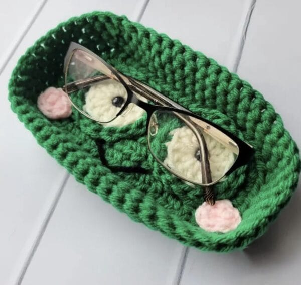 Crochet Bear Glasses Holder, Teddy Bear Eyeglass Tray, Panda, Dog, Bee, Monkey, Frog, Crochet Bear Case Holder, Gift For Her, Gift For Mom - Image 2