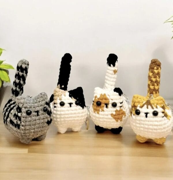 Crochet Cute Cat Keychain, Handmade Mini Crochet Amigurumi Cat Keychain - Image 2